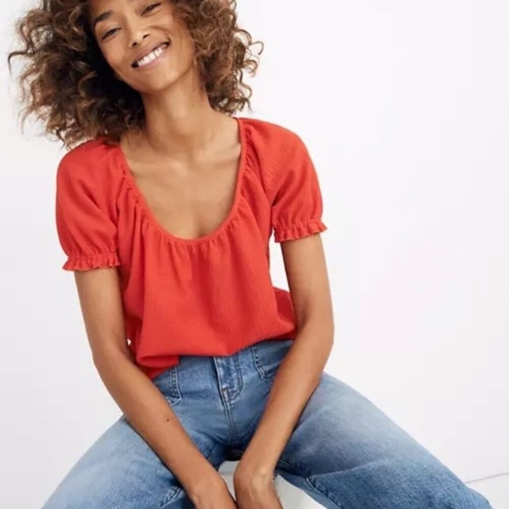 Madewell Texture and Thread Peasant Puff Sleeve Top